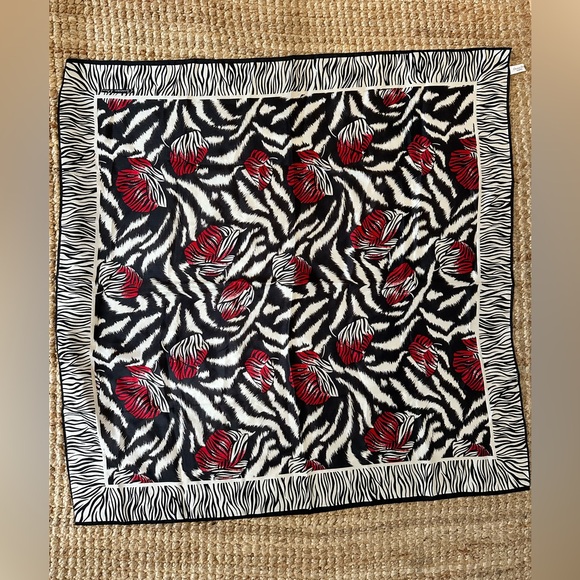 Dior Black and White Zebra Print Scarf VINTAGE 100% SILK - Picture 1 of 5